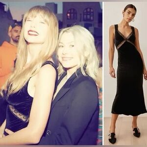 NWOT- Reformation Lorenzo Velvet Dress Black Worn by Taylor Swift Size X-Small